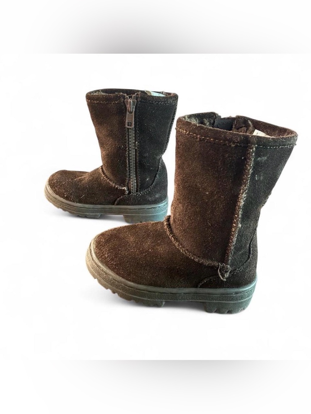 Circo Chocolate Brown Kids Suede Zip Boots